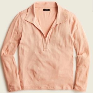 EUC J Crew Ribbed Polo T-Shirt in Warm Taupe